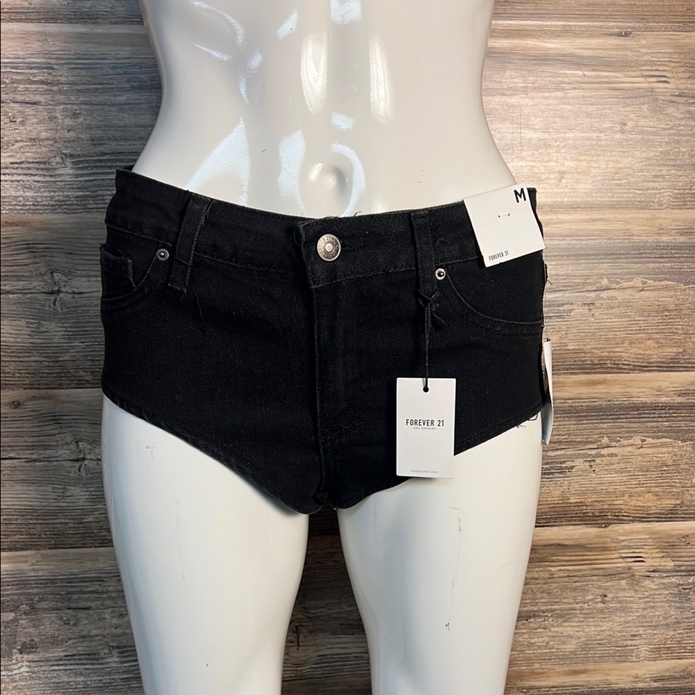 Forever 21 Ultra Mini Denim Black Shorts NWT